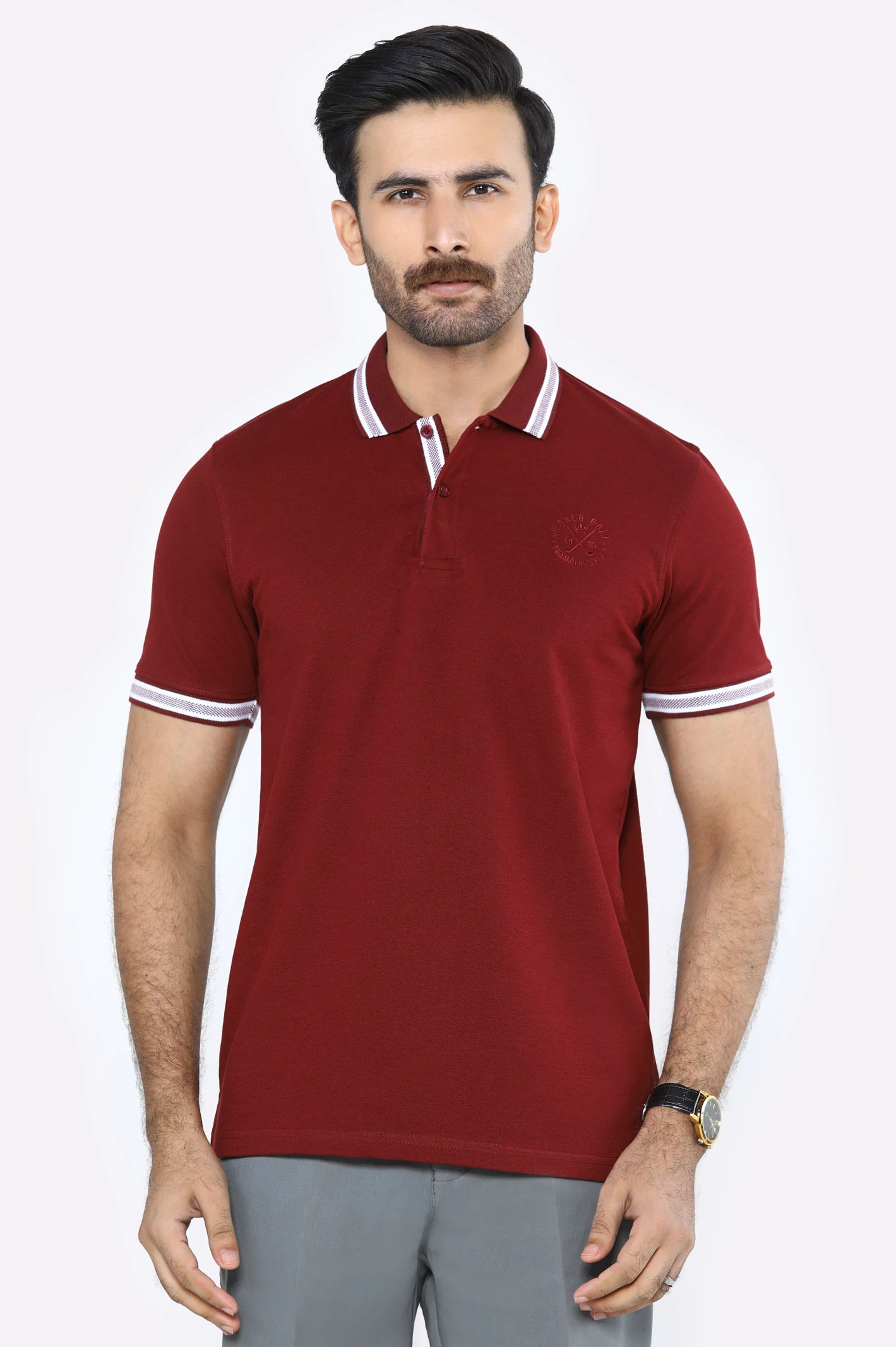 Breathable Men's Mesh TopsJacquard Collar Polo