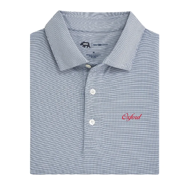 Men's Shirts with Spread CollarsOxford Town Script Blade Stripe Performance Polo - True Navy