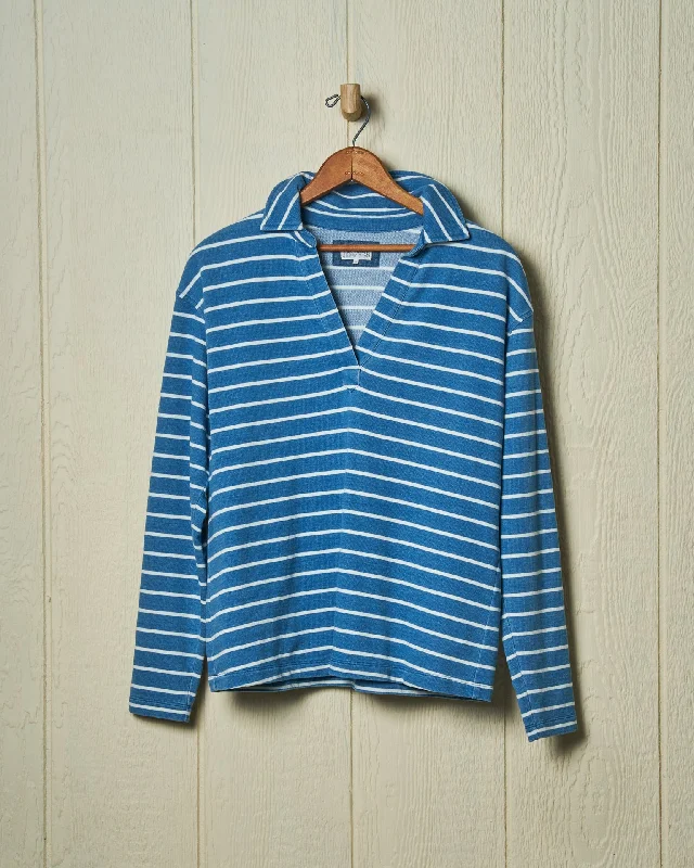 Men's Thermal Shirts for Winter WarmthIndigo Inlet Pullover in ¾” Indigo/White Stripe