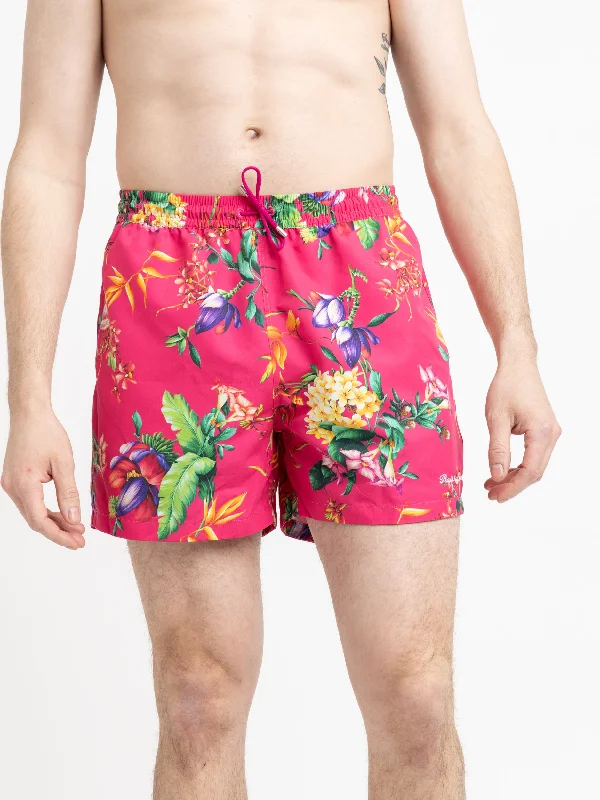 Men's Pants with Stain-Resistant TreatmentPink 4.25-Inch Amalfi Botanical Swim Trunk