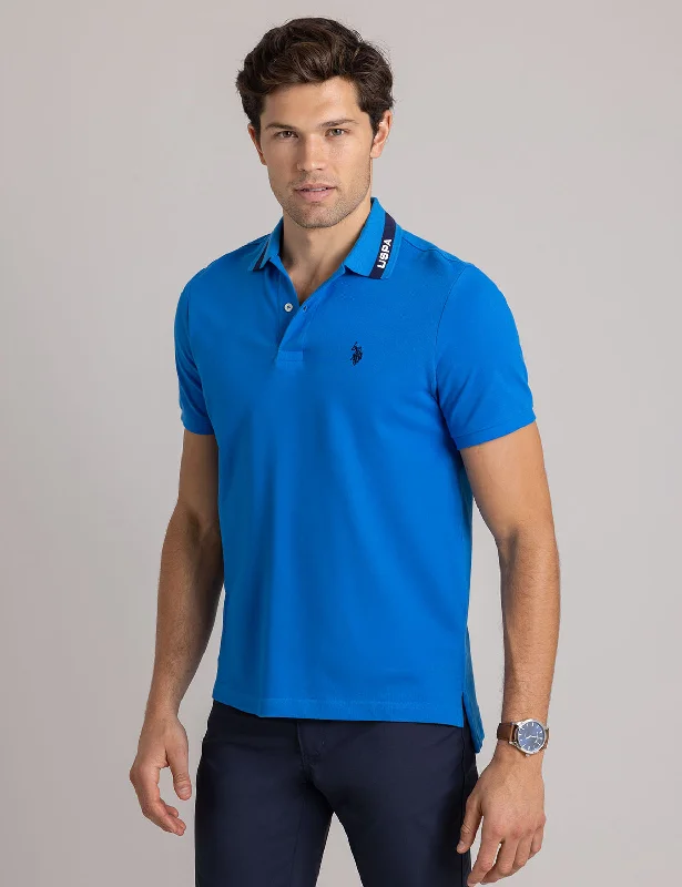 Men's Smart Casual Shirts for Business Casual SettingsPIQUE POLO SHIRT WITH TIPPED COLLAR