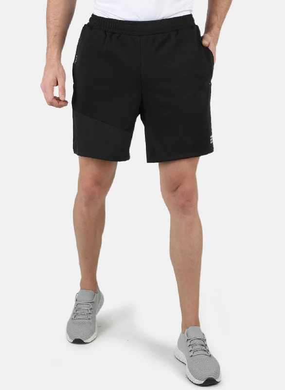 Men's Pants with Adjustable CuffsMen Black Self Design Short