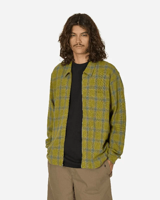 Men's Moisture-Wicking Shirts for All-Day ComfortTwisted Yarn Plaid Zip Shirt Green