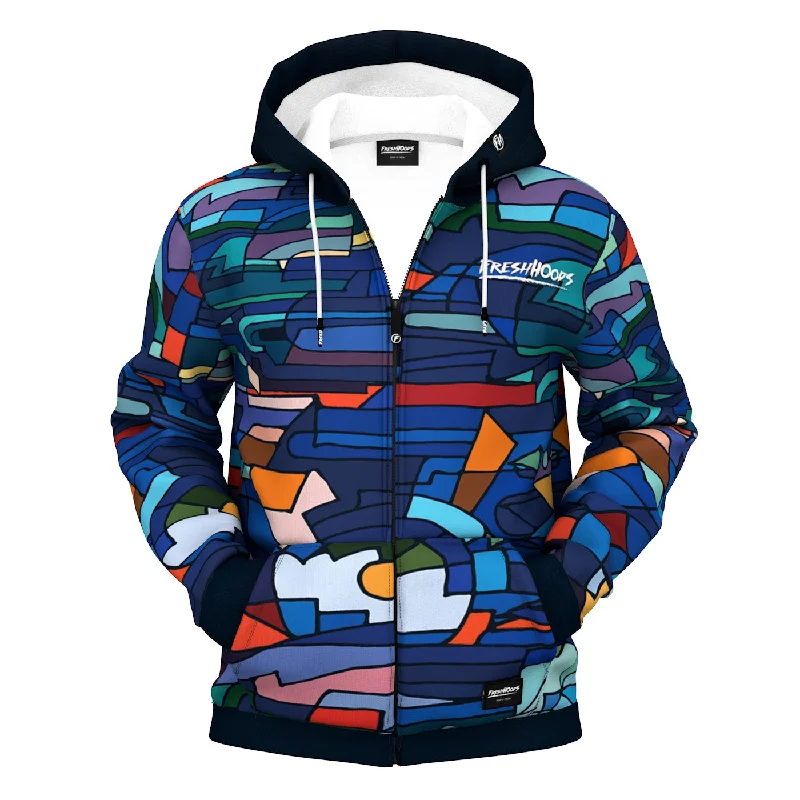 Men's Hoodies with Water-Repellent FabricAbstract Mosaic Zip Up Hoodie