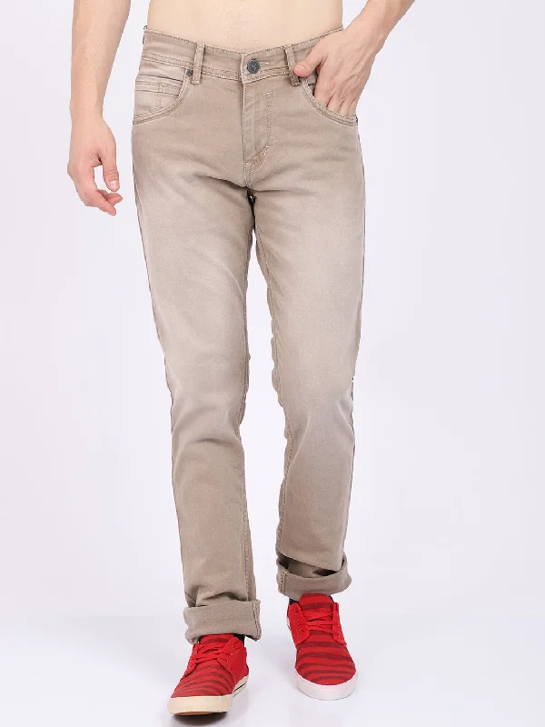 XL Men's JeansMen's Ultra Narrow fit Heavy Fade Khaki  Jeans