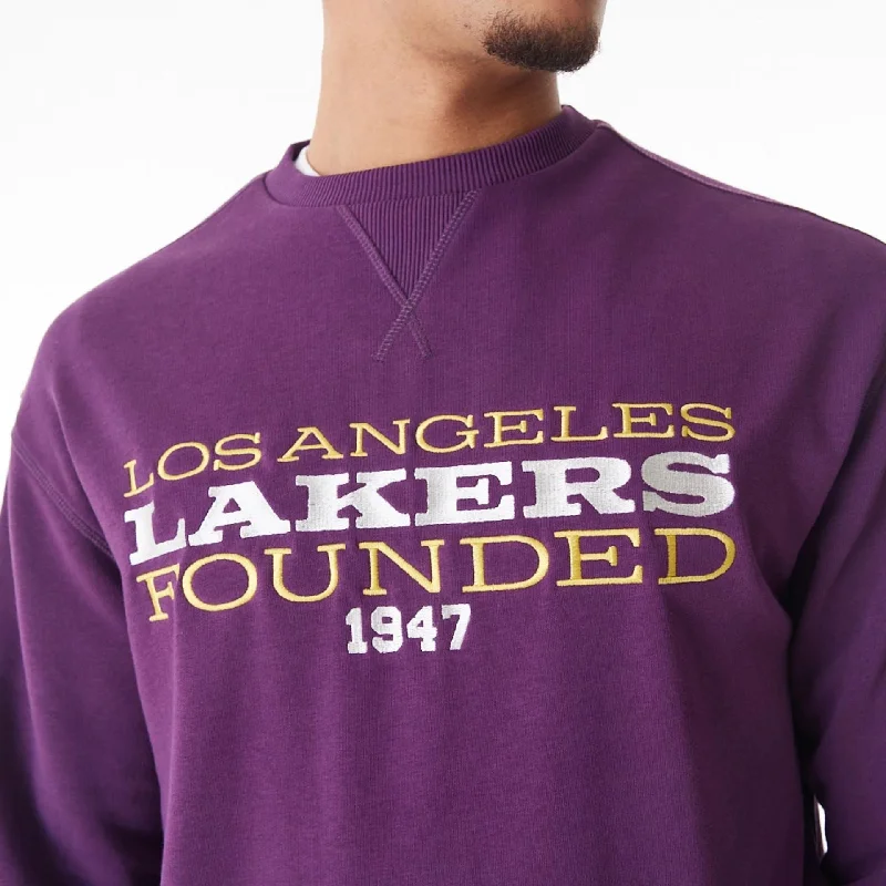 Men's Sweaters for Casual OccasionsLA Lakers NBA Lifestyle Dark Purple Oversized Crew Neck Sweater