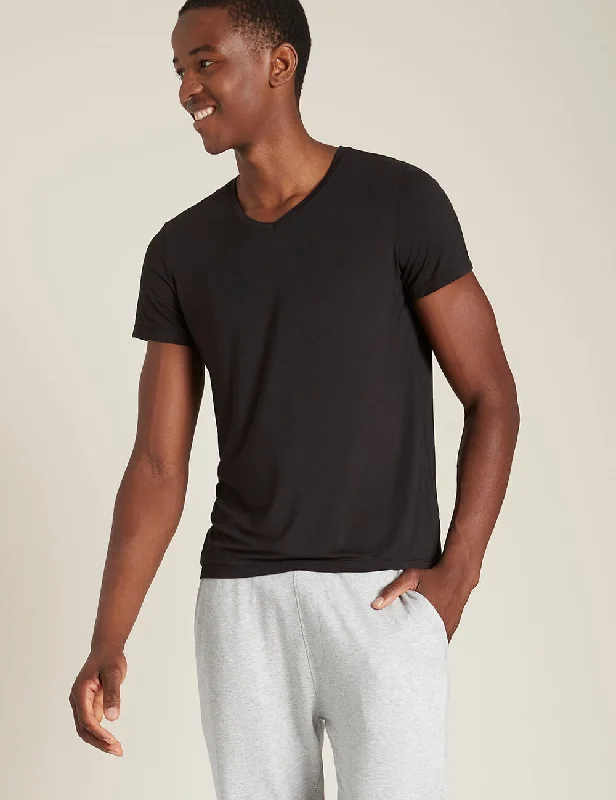 Men's Shirts with Appliqué DetailsMen's V-Neck T-Shirt - Black