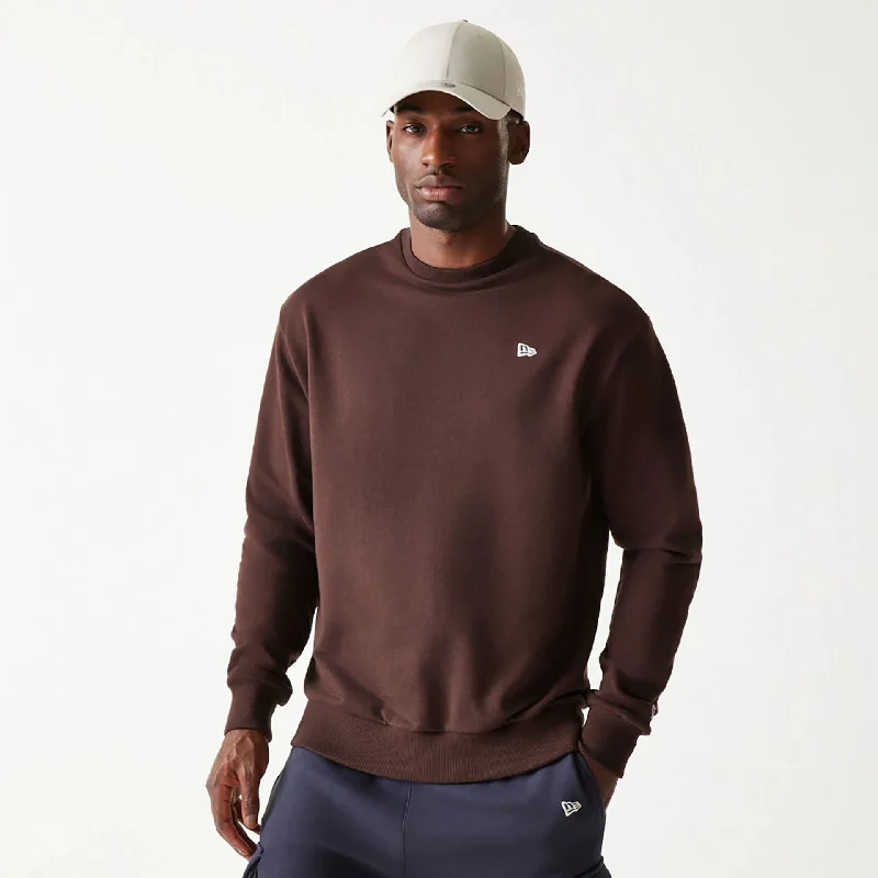 Men's Sweaters with SequinsNew Era Essential Dark Brown Oversized Crewneck Sweater