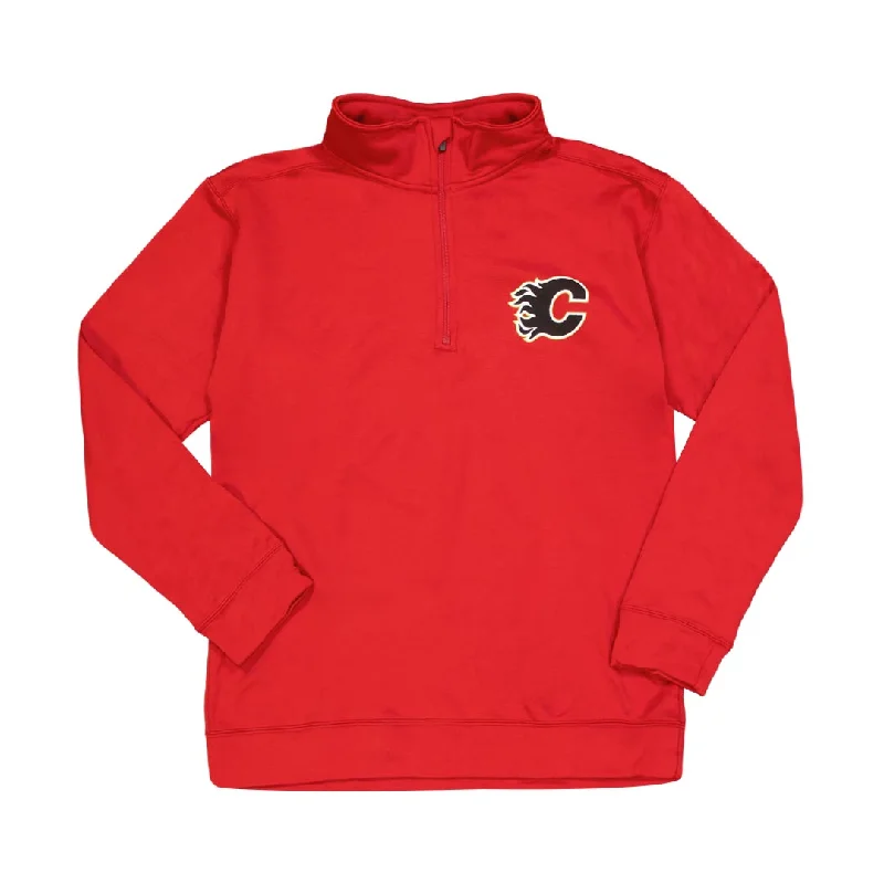Men's Performance Shirts for SportsNHL - Men's Calgary Flames 1/4 Zip Long Sleeve Top (NHXX0B1MJQPP1CA 62RED)