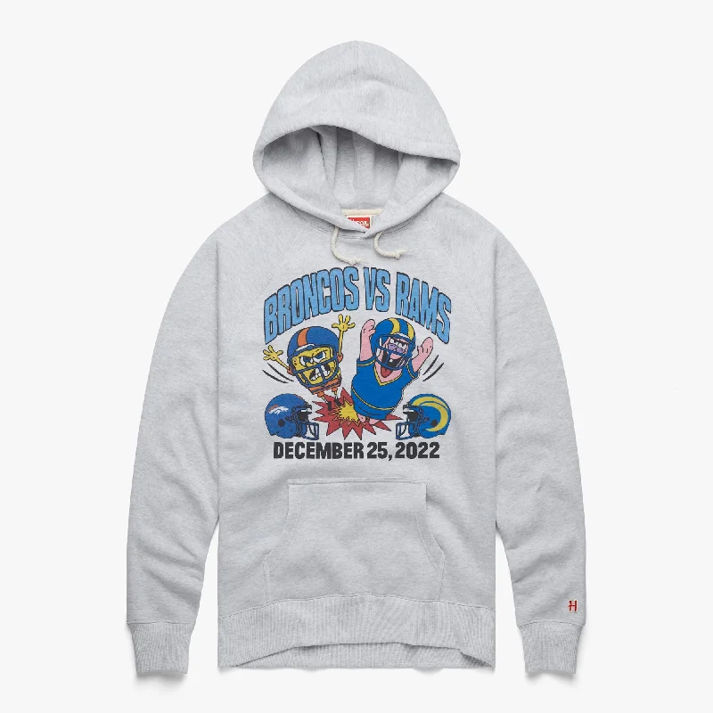 Men's Hoodies with Reinforced StitchingSpongeBob X Broncos Vs Rams 2022 Hoodie