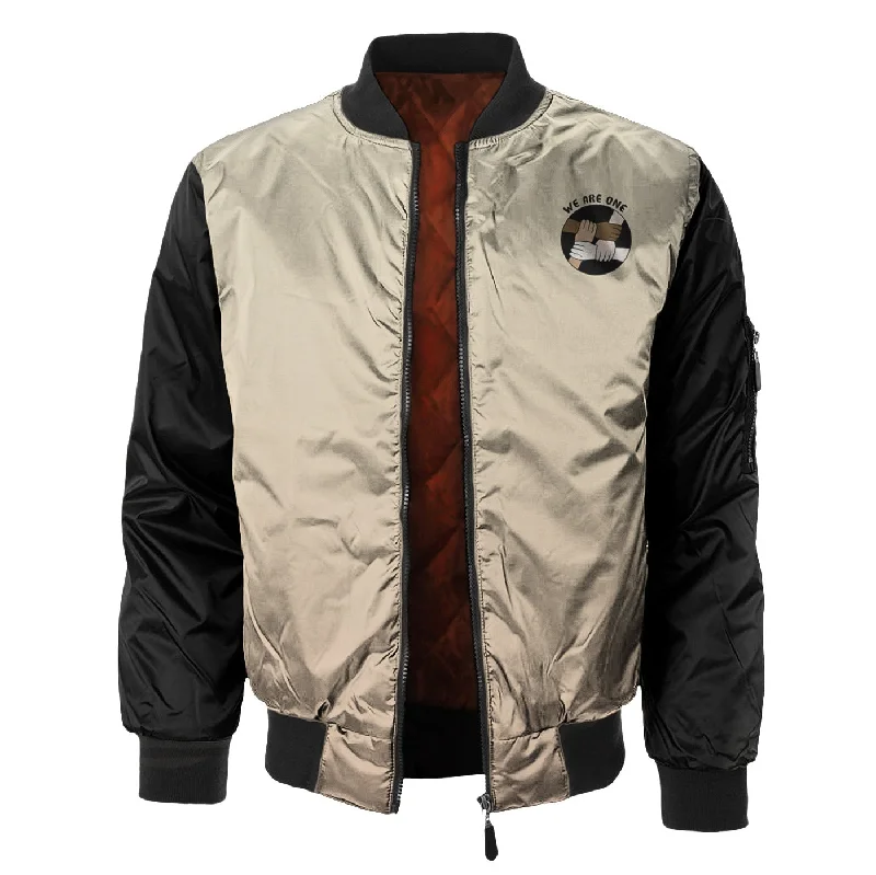 Men's Coats with Magnetic ClosuresWe Are One Bomber Jacket