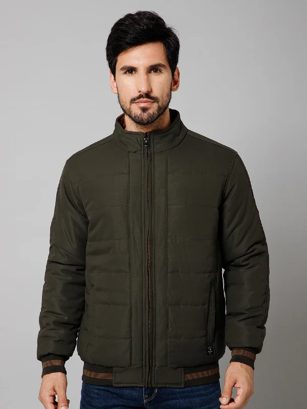 Men's Coats for Every BudgetSolid Full Sleeves Mock Collar Regular Fit Olive Casual Reversible Jacket For Men