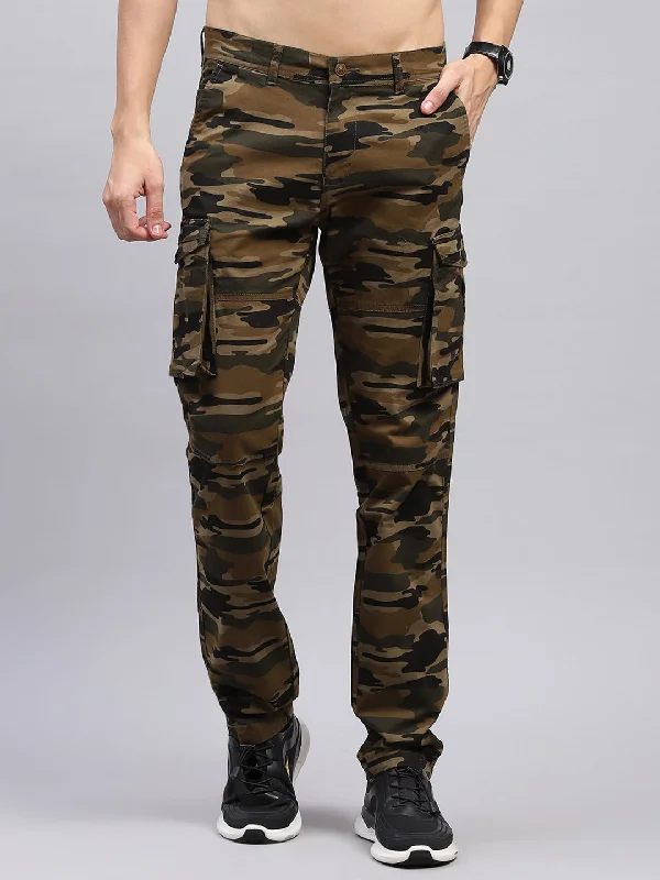 Men's Work Pants for Durability and ComfortMen Khaki Printed Cargo Cargo