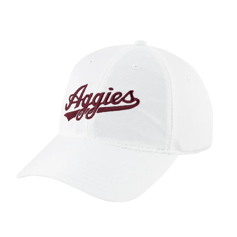 Aggies Script Cool Fit White Hat